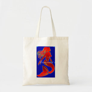 bridesmaid red mermaid tote bag