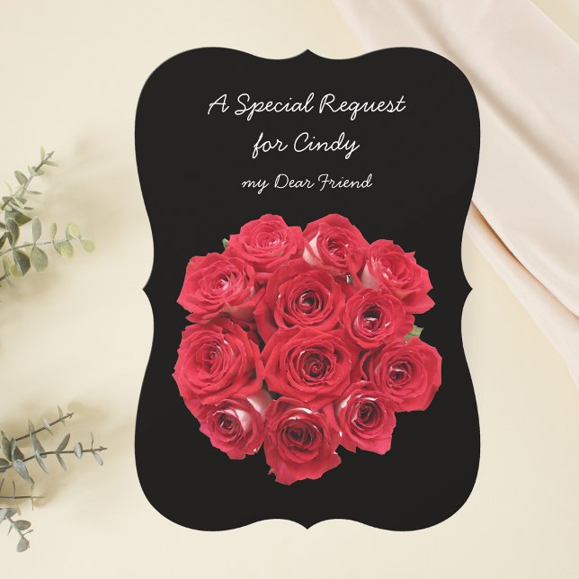 Bridesmaid Red Roses on Black Invitation (Creator Uploaded)