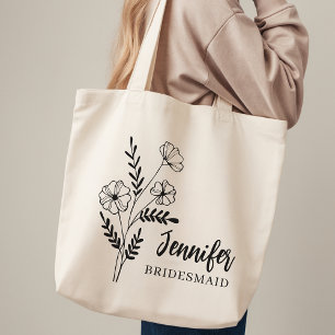 Bridesmaid   Rustic Bridal Party Personalised Name Tote Bag