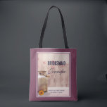 Bridesmaid Rustic Milk Can Country Wedding Tote Bag<br><div class="desc">Personalised bridesmaid tote bag with a rustic country theme. An old rusting milk can with a pretty orange flower by its side.  Wheat and faded red poppies in the background set against a faint wood panel.   Also personalise with the wedding couple's names and wedding date.</div>
