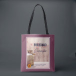Bridesmaid Rustic Milk Can Country Wedding Tote Bag<br><div class="desc">Personalised bridesmaid tote bag with a rustic country theme. An old rusting milk can with a pretty orange flower by its side.  Wheat and faded red poppies in the background set against a faint wood panel.   Also personalise with the wedding couple's names and wedding date.</div>
