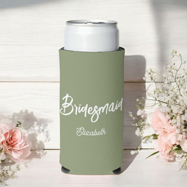 Bridesmaid Sage Green Wedding Seltzer Can Cooler (Creator Uploaded)