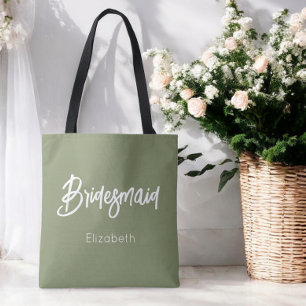 Bridesmaid Sage Green Wedding Tote Bag