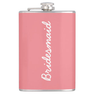 Bridesmaid Salmon Pink Wedding Bridal Gift Favour Hip Flask