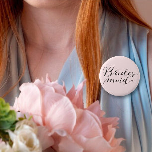 Bridesmaid Script Calligraphy Wedding Bridal Party 6 Cm Round Badge