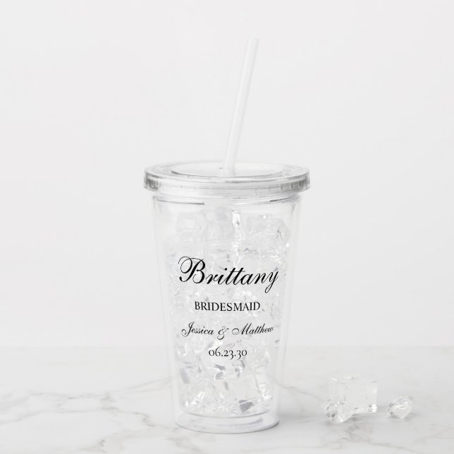 Bridesmaid Script Customised Acrylic Tumbler (Back Ice)