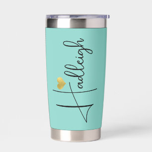 Bridesmaid   Script Name Gold Heart Aqua Insulated Tumbler