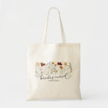 Bridesmaid Script Style Custom Floral Wedding Tote<br><div class="desc">Looking for a cute gift for your wedding bridal party? Check out this Bridesmaid Script Style Custom Floral Wedding Totebag.</div>