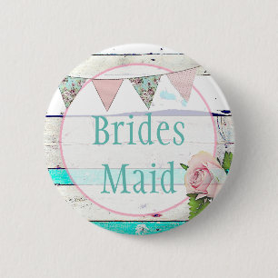 Bridesmaid Shabby Vintage Rustic Wedding Party Pin