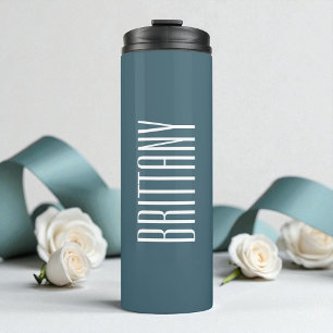 Bridesmaid Simple Green Personalised Name Minimal Thermal Tumbler