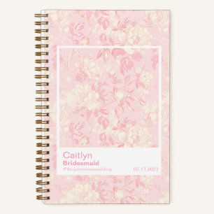 Bridesmaid Soft Peach Floral Pattern Swatch Notebook