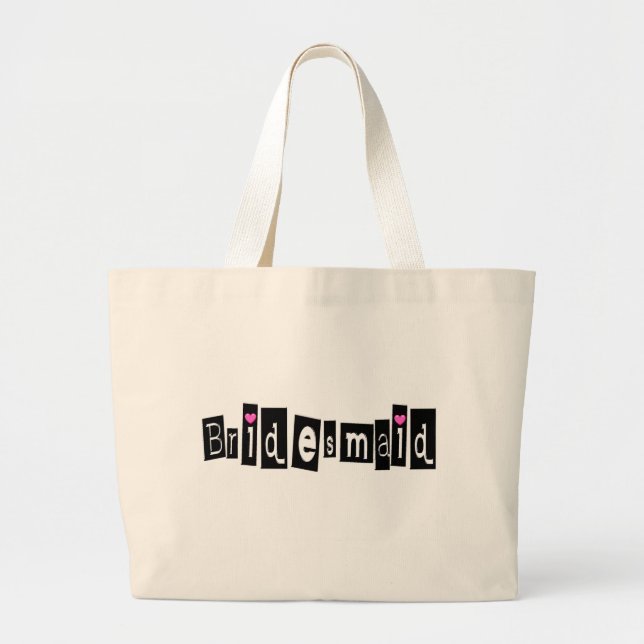 Bridesmaid (Sq Blk) Large Tote Bag (Front)