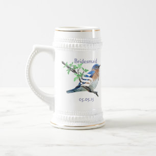 Bridesmaid Stein Wedding Vintage Bluebirds