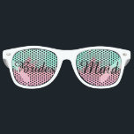 Bridesmaid Summer Pink Teal Watercolor Wedding Retro Sunglasses<br><div class="desc">Summer Pink Teal Watercolor Wedding Invitation Collection,  bridesmaid party glasses featuring a modern,  trendy and summer themed custom card with a bright abstract and artistic pink and teal,  mint green watercolor background</div>