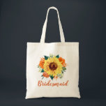 Bridesmaid Sunflower Coral Rose Floral Tote Bag<br><div class="desc">This bridesmaid tote bag features a watercolor sunflower and coral orange roses floral design. You can personalise it with a name. Please visit our store or our collection pages for more products featuring this design that you can customise for your needs.</div>