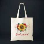 Bridesmaid Sunflower Red Floral String Lights Tote Bag<br><div class="desc">This bridesmaid tote bag features a watercolor sunflower and red roses design with string lights. You can personalise it with a name. Please visit our store for more products featuring this design that you can customise for your needs.</div>
