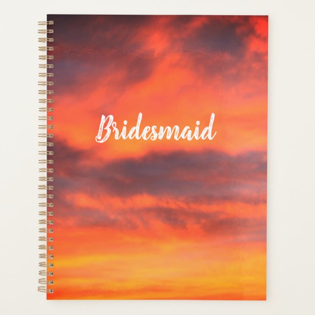 Bridesmaid Sunset Sky Orange Abstract Gift Favour Planner (Front)