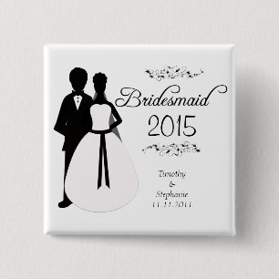 Bridesmaid swirls wedding favour pinback button
