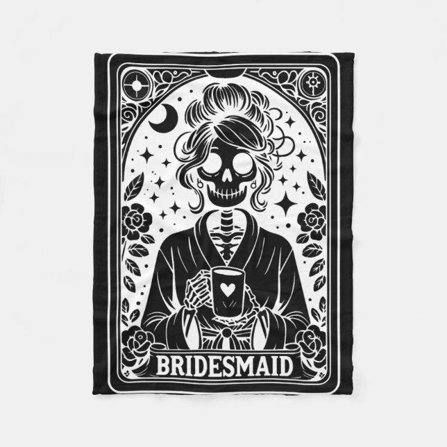 Bridesmaid Tarot Card Bride Coven Gothic Bachelore Fleece Blanket (Front)