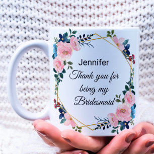 bridesmaid thank you botanical wreath wedding coffee mug