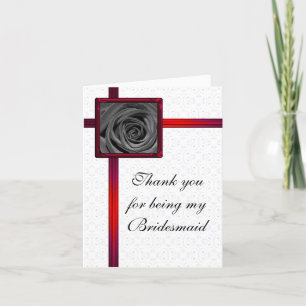 Bridesmaid Thank You Card Black Rose