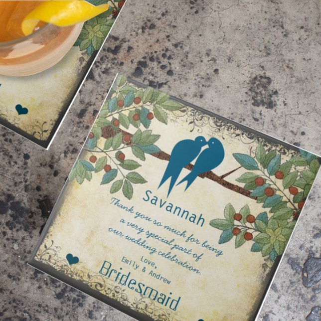 Bridesmaid Thank You Gift Love Birds Tree Tile (Creator Uploaded)