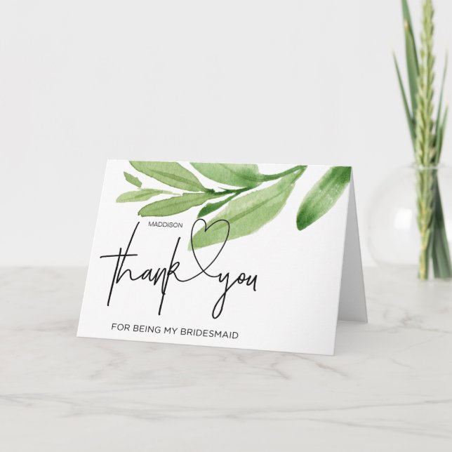 Bridesmaid Thank You Gift Wedding From Bride Card (Front)