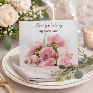 Bridesmaid Thank You Pink Roses Postcard
