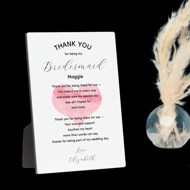 Bridesmaid Thank You Plaque and Poem (Creator Uploaded)