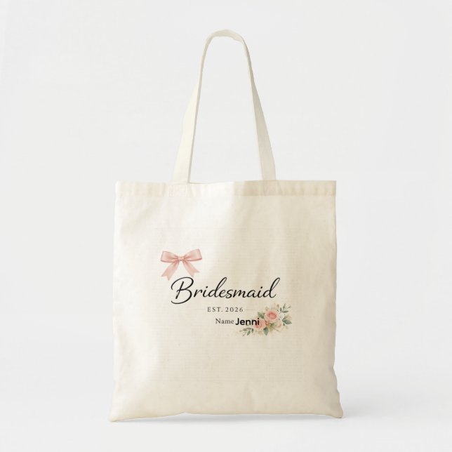 Bridesmaid Tote Bag Design, Personalised Bridesmai (Front)