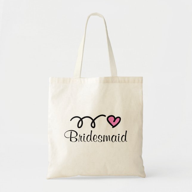 Bridesmaid tote bag with cute heart (Front)