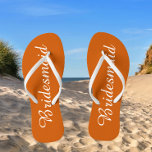 Bridesmaid Trendy Burnt Orange Colour Jandals<br><div class="desc">Gift your wedding bridesmaids with these stylish bridesmaid flip flops that are a trendy,  burnt orange colour along with white,  stylised script to complement your similar wedding colour scheme. Select foot size along with other options. You may customise your flip flops to change colour to your desire.</div>