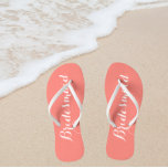Bridesmaid Trendy Coral Colour Jandals<br><div class="desc">Gift your wedding bridesmaids with these stylish bridesmaid flip flops that are a trendy coral colour along with white,  stylised script to complement your similar wedding colour scheme. Select foot size along with other options. You may customise your flip flops to change colour to your desire.</div>