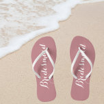 Bridesmaid Trendy Dusty Rose Colour Jandals<br><div class="desc">Gift your wedding bridesmaids with these stylish bridesmaid flip flops that are a trendy,  dusty rose colour along with white,  stylised script to complement your similar wedding colour scheme. Select foot size along with other options. You may customise your flip flops to change colour to your desire.</div>