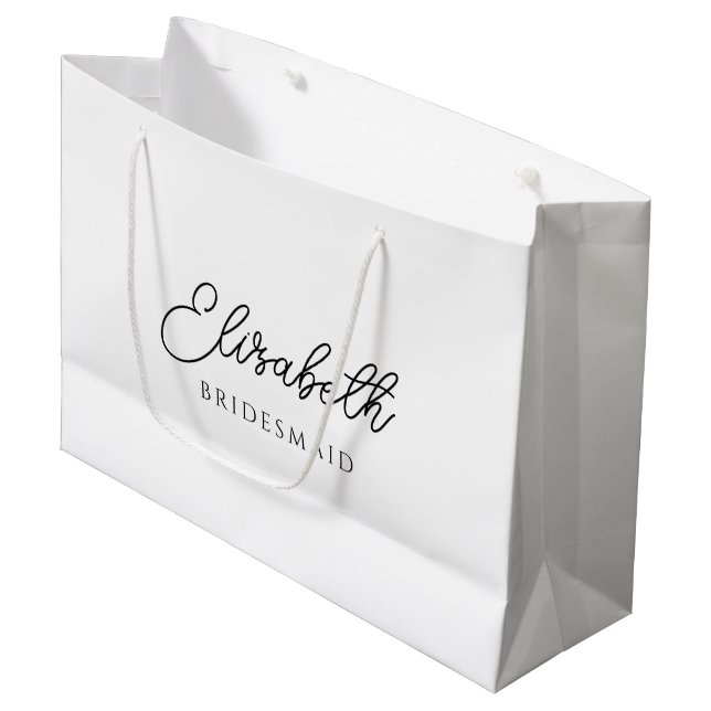 Bridesmaid Typography Name Template Custom Large Gift Bag (Front Angled)