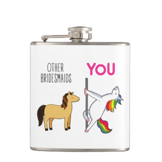 Bridesmaid Unicorn Funny Wedding Hip Flask