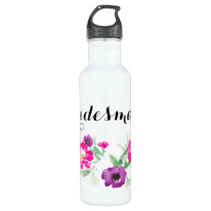 Bridesmaid Watercolor Flowers Water 710 Ml Water Bottle