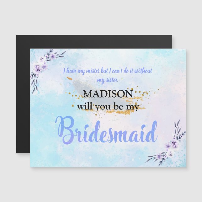 Bridesmaid  Watercolor Pastel (Front/Back)
