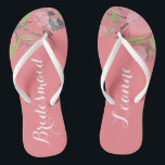 Bridesmaid watercolor personalized beach wedding jandals<br><div class="desc">Bridesmaid watercolor personalized beach wedding with the bridesmaid name and title.</div>
