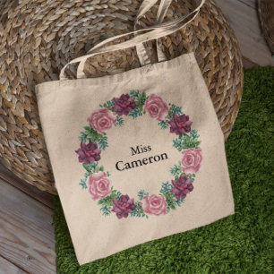 Bridesmaid Watercolor Succulents Floral Tote Bag