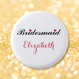 Bridesmaid Wedding Bridal Bachelorette Party White 3 Cm Round Badge