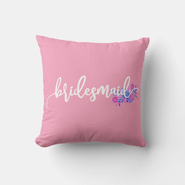 Bridesmaid Wedding Calligraphy | Throw Pillow (Front)