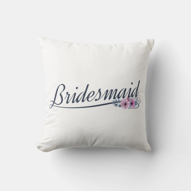 Bridesmaid Wedding Calligraphy | Throw Pillow (Front)