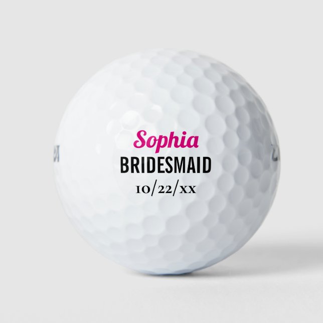 Bridesmaid Wedding Favour Bachelorette Party Golf Balls (Front)