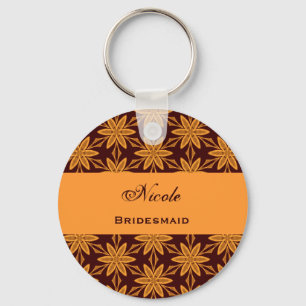 Bridesmaid Wedding Favour Gold Star Flowers V026 Key Ring