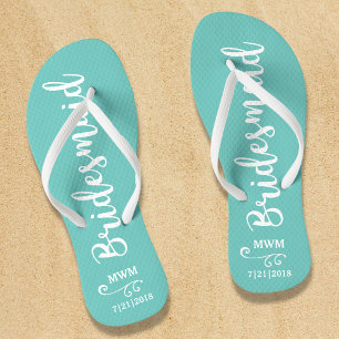 Bridesmaid Wedding Favour Name or Monogram Script Jandals