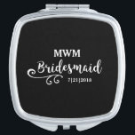 Bridesmaid Wedding Favour Name or Monogram Script Makeup Mirror<br><div class="desc">Surprise your bridesmaids with this stylish custom name or monogram thank you/wedding favour gift. **The Background colour can be changed to match your wedding colours** Just click on customise it and then the small eye dropper. Add your Bridesmaid's name or monogram to make this a special gift just for her....</div>