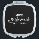 Bridesmaid Wedding Favour Name or Monogram Script Makeup Mirror<br><div class="desc">Surprise your bridesmaids with this stylish custom name or monogram thank you/wedding favour gift. **The Background colour can be changed to match your wedding colours** Just click on customise it and then the small eye dropper. Add your Bridesmaid's name or monogram to make this a special gift just for her....</div>