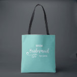Bridesmaid Wedding Favour Name or Monogram Script Tote Bag<br><div class="desc">Surprise your bridesmaids with this stylish custom name or monogram thank you/wedding favour gift. **The Background colour can be changed to match your wedding colours** Just click on customise it and then the small eye dropper. Add your Bridesmaid's name or monogram to make this a special gift just for her....</div>