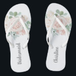 Bridesmaid Wedding Favour Pink Floral Eucalyptus Jandals<br><div class="desc">These personalised pink floral eucalyptus bridesmaid flip flops will make the perfect wedding party favour for all your bridesmaids.  Bridesmaid text can be changed to Maid of Honour or any other text of your choice.</div>